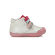 D.D.Step fehér-rózsaszín ,két tépőzáras Kislány "Barefoot" bokacipő felhőcske mintával