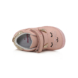 D.D.Step baba rózsaszín két tépőzáras Kislány "Barefoot" bokacipő cica hímzéssel az elején 