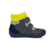 Ponte20 Szupinált kisfiú magas szárú cipő szürke-kék-sárga , két tépőzáras,vissza korrigálja a boka bedőlését