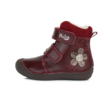 Ponte20 Szupinált bordó magasszárú téli bélelt kislány cipő , virág mintával #DA03-1-842A