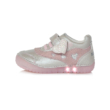 D.D.Step világos szürke Kislány cipő világoskék "világító" , szívecske mintával #S050-374