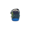 D.D.Step  kék , fehér Tépőzárral szabályozható, kívül-belül bőr Kisfiú gyerekcipő "Barefoot" bokacipő űrhajó mintával S070-129
