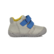 D.D.Step szürke kék ,Tépőzárral szabályozható, kívül-belül bőr Kisfiú gyerekcipő "Barefoot" bokacipő űrhajó mintával S070-129A
