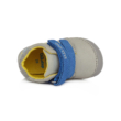 D.D.Step szürke kék ,Tépőzárral szabályozható, kívül-belül bőr Kisfiú gyerekcipő "Barefoot" bokacipő űrhajó mintával S070-129A
