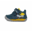 D.D.Step Kisfiú kék sárga  "Barefoot" bokacipő Tépőzárral szabályozható, kívül-belül bőr gyerekcipő fényvisszaverő díszítéssel száz lábú hangya S070-519A