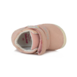 D.D.Step Kislány ezüst szürke rózsaszín Tépőzárral szabályozható, kívül-belül bőr gyerekcipő "Barefoot" bokacipő felhócske és szivecske mintával S070-822