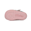 Kép 6/6 - D.D.Step Kislány ezüst szürke rózsaszín Tépőzárral szabályozható, kívül-belül bőr gyerekcipő "Barefoot" bokacipő felhócske és szivecske mintával  S070-822