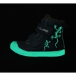 D.D.Step Vízlepergető kisfiú bokacipő két tépőzár , fluoreszkáló - cipőtalp téli gyerekcipő kívül bőrből, belül bunda béléssel W049-236