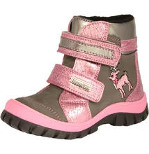 Szamos formatalpas szürke rózsaszín , magsszárú téli termo béléses lány VíZÁLLÓ bakancs , rénszarvas mintával #1673-58791