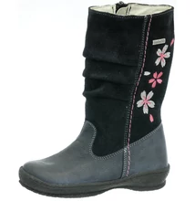 Szamos kék magas szárú cipzáros ,texes,vízálló,téli,bélelt lány csizma virág mintával