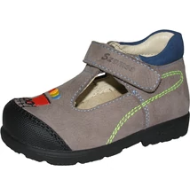 Szamos szupinált szürke-kék felvezetőpántos fiú szandálcipő kis vonata az elején