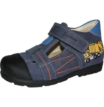 Szamos szupinált kék-világoskék felvezetőpántos fiú szandálcipő kukásautó mintával