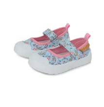 D.D.Step Kislány Kék vászoncipő színes virág mintával #CSG-330B