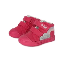 Ponte20 Szupinált pink rózsaszín két tépőzáras kislány bokacipő szivárvány mintával DA03-1-108