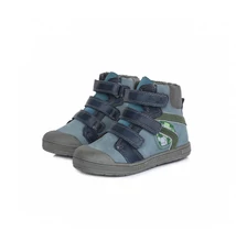 Ponte20 szupinált kék-szürke két tépőzáras téli fiú bakancs focilabda mintával