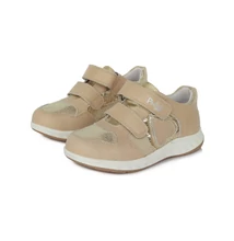 Ponte20 Szupinált Bézs csillogó arany szívecskévelkét tépőzárral állítható , keskeny lábra is tökéletes kislány sport cipő DA03-1-393A