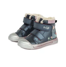 Ponte20 Szupinált Kék, kislány magasszárú téli bélelt cipő, szélmalom mintával #DA03-1-689A