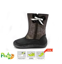 Ponte20 Szupinált fekete magas szárú cipzáros, vízlepergető, téli,bélelt kislány csizma