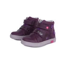 Ponte20 Szupinált lila kislány bokacipő két tépőzáras csillag mintávalDA03-1-811, nosrmál és széles lábra is jó 