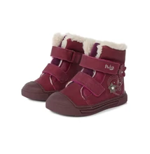 Ponte20 Szupinált bordó kislány magasszárú cipő , virág mintával #DA03-1-850