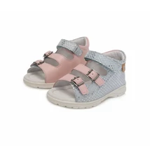 Ponte20 Szupinált csillogó rózsaszín és halvány kék két csat egy tépőzáras  lány szandál ,keskeny és széles lábra is jó