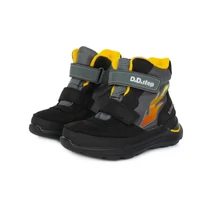 D.D.Step Vízálló fekete két tépőzáras téli bundás kisfiú bokacipő