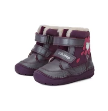 D.D.STEP Kék KISLÁNY VÍZLEPERGETŐ TÉLI BÉLELT BOKACIPŐ VIRÁGGAL #W071-364B