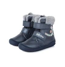 D.D.STEP Kék KISLÁNY VÍZLEPERGETŐ TÉLI BÉLELT BOKACIPŐ VIRÁGGAL #W071-374B