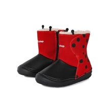 D.D.Step fekete piros Kislány Bélelt téli csizma cuki KATICA mintával #W071-369B