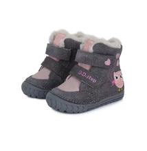 D.D.Step Szürke rózsaszín Kislány téli Bélelt bokacipőbagoly mintával #W029-362