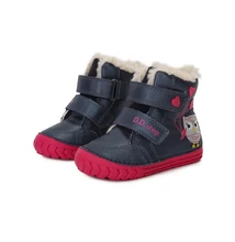 D.D.Step Kék Kislány Téli Bélelt bokacipő bagoly mintával #W029-362A