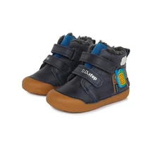 D.D.STEP Kék KISFIÚ ELSŐ LÉPÉS BÉLELT BOKACIPŐ TRAKORO MINTÁVAL #W066-359A