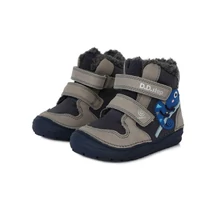 D.D.Step Kisfiú "világító" szürke  kék két tépőzáras vízlepergetős téli nagyon bundás bokacipő kaméleon mintával