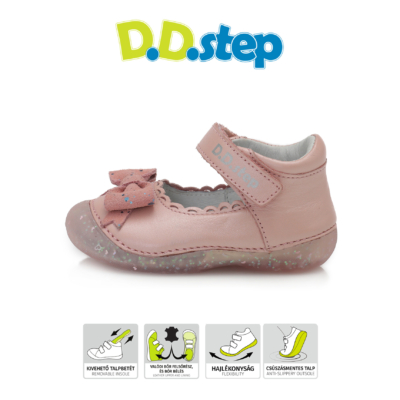 D.D.Step Kislány "első lépés" babarózsaszín  nyitott szandálcipő , balerinacipő csini masnival az elején 
