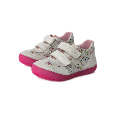 D.D.step fehér-rózsaszín világítós két tépőzáras lány cipő