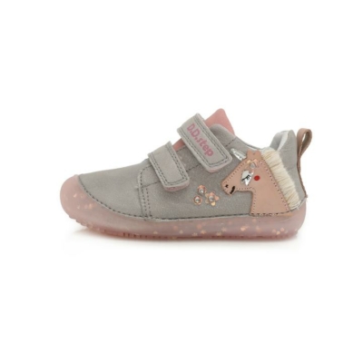 D.D.Step Kislány "Barefoot" cipő , két tépőzáras rózsaszín unikornis mintával az oldalán