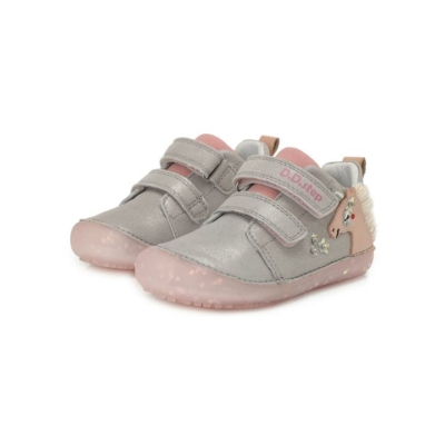 D.D.Step Kislány "Barefoot" cipő , két tépőzáras rózsaszín unikornis mintával az oldalán