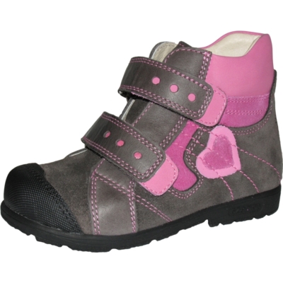 Szamos szupinált szürke-rózsaszín lány cipő  szívecskével az oldalán