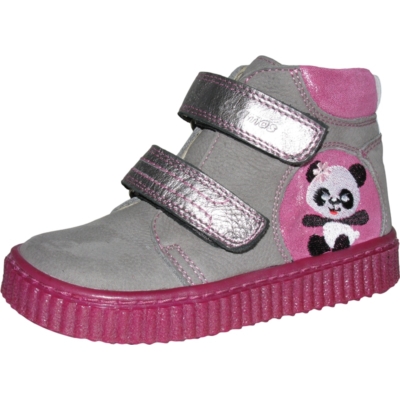 Szamos szürke-pink két tépőzáras lány cipő panda maci díszítéssel