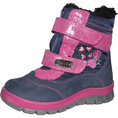 Szamos kék-csillogó rózsaszín magas szárú két tépőzáras  texes,vízálló,,téli,bélelt  lány cipő 