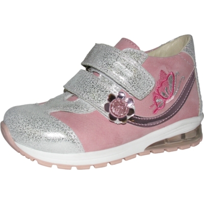 Szamos ezüst-rózsaszín lány cipőpillangó hímzéssel