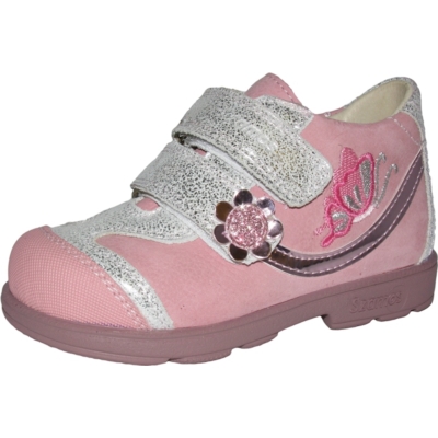 szamos szupinált ezüst-rózsaszín lány cipő pillangó hímzéssel az oldalán