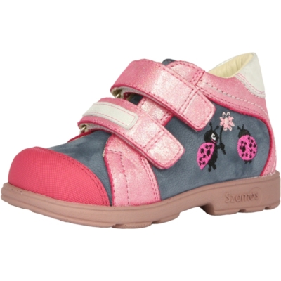 Szamos szupinált lány átmeneti, kék pink cipő katica mintával , két tépőzárral állítható nagyon jól tartja a gyerek lábát nem engedi bedőlni a bokát1637-40749