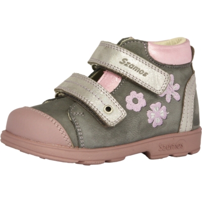Szamos szupinált szürke rózsaszín lány átmeneti, cipő virág mintával , két tépőzárral állítható nagyon jól tartja a gyerek lábát nem engedi bedőlni a bokát 1640-40749