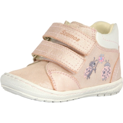 Szamos,  púder rózsaszín színű, hímzett katica és virággal díszített, átmeneti cipő lányoknak ,normál és széles lábra is jó  1648-504111