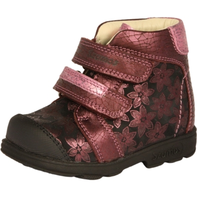 Szamos szupinált bordó , virág mintával , kislány cipő #1658-65709