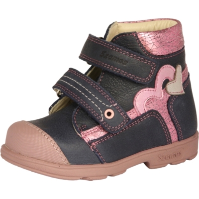 Szamos szupinált kék, rózsaszín , szívecske mintával , kislány cipő  #1664-50749