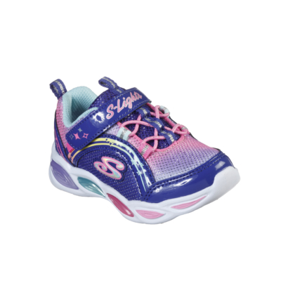 Skechers világító talpú pink-lila gumis és egy tépőzárral, memória habos  lány sport cipő