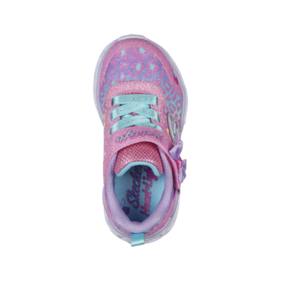 Skechers világító pink-rózsaszín gumis és egy tépőzárral, memória habos  lány sport cipő