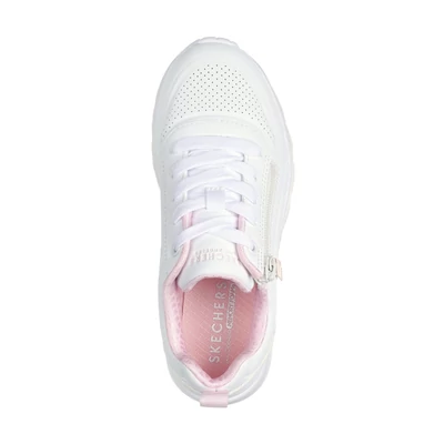 SKECHERS LÁNY Uno Lite - Easy Zip fehér cipő, nagyon csajos kényelmes #310387L WHT